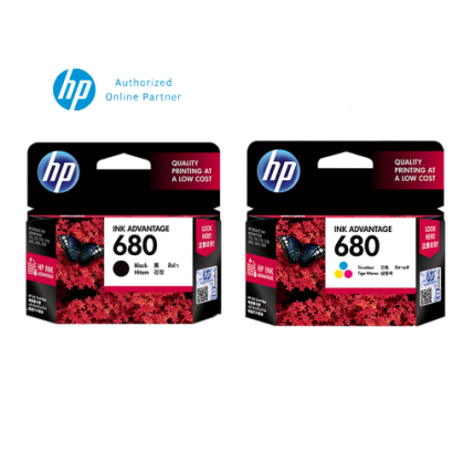 HP 680 Black + 680 Tri-color Original Ink Cartridge Set